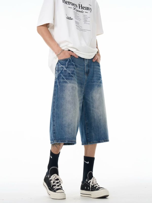 Traper kratke hlače, hip-hop stil, vintage dojam, opušteni ravni kroj, srednji pojas, zatvarač (65% pamuk)