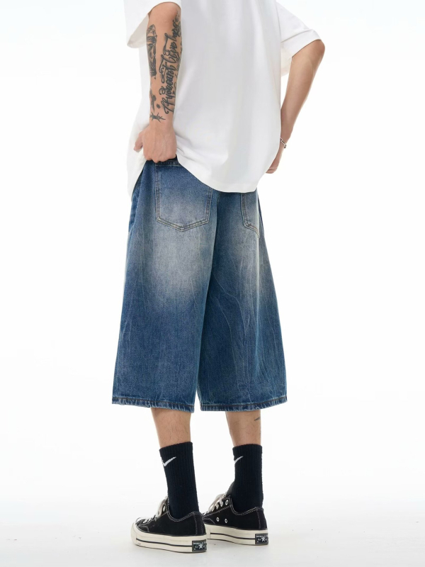Traper kratke hlače, hip-hop stil, vintage dojam, opušteni ravni kroj, srednji pojas, zatvarač (65% pamuk)