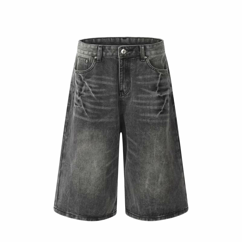 Traper kratke hlače, hip-hop stil, vintage dojam, opušteni ravni kroj, srednji pojas, zatvarač (65% pamuk)