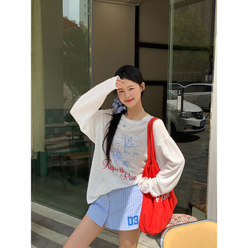 Top za zaštitu od sunca s dugim rukavima, slobodan kroj, pamuk-poliester tkanina, UPF 30+, srednja duljina, ljeto 2025