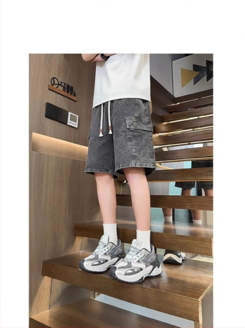 Muške radne džins šortse - lagane za ljeto, široka kroja, američki stil, jednobojne, casual, do koljena