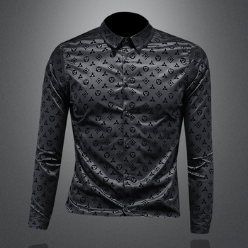 Cămașă slim fit din bumbac, imprimeu cu buline, respirabilă, tratament anti-călcare, 96% bumbac