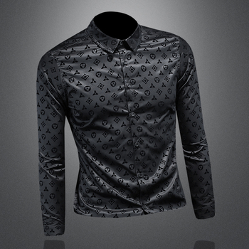 Cămașă slim fit din bumbac, imprimeu cu buline, respirabilă, tratament anti-călcare, 96% bumbac