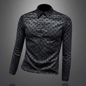 Cămașă slim fit din bumbac, imprimeu cu buline, respirabilă, tratament anti-călcare, 96% bumbac