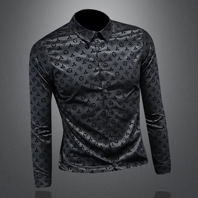 Cămașă slim fit din bumbac, imprimeu cu buline, respirabilă, tratament anti-călcare, 96% bumbac