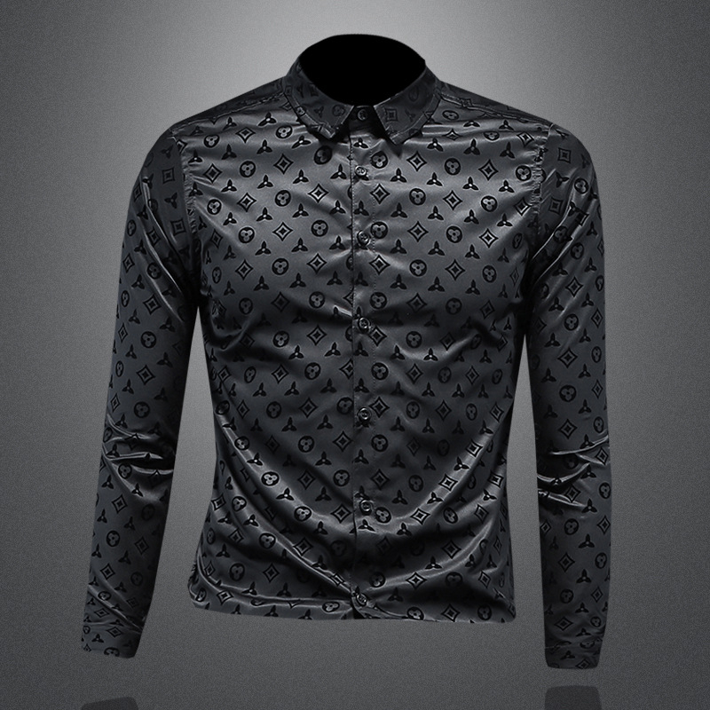 Cămașă slim fit din bumbac, imprimeu cu buline, respirabilă, tratament anti-călcare, 96% bumbac