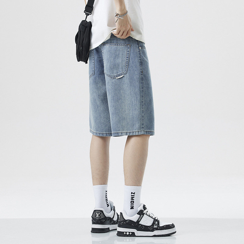 Muške Lyocell denim kratke hlače – ležerni kroj, srednji pojas, korejski stil, više džepova, lagane