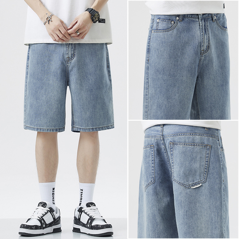 Muške Lyocell denim kratke hlače – ležerni kroj, srednji pojas, korejski stil, više džepova, lagane