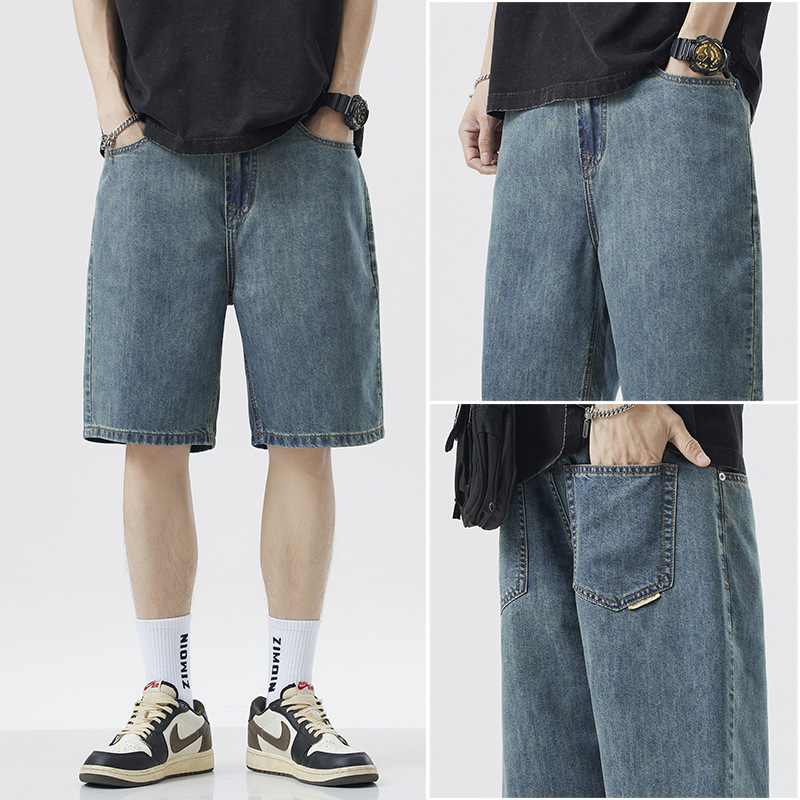Muške Lyocell denim kratke hlače – ležerni kroj, srednji pojas, korejski stil, više džepova, lagane