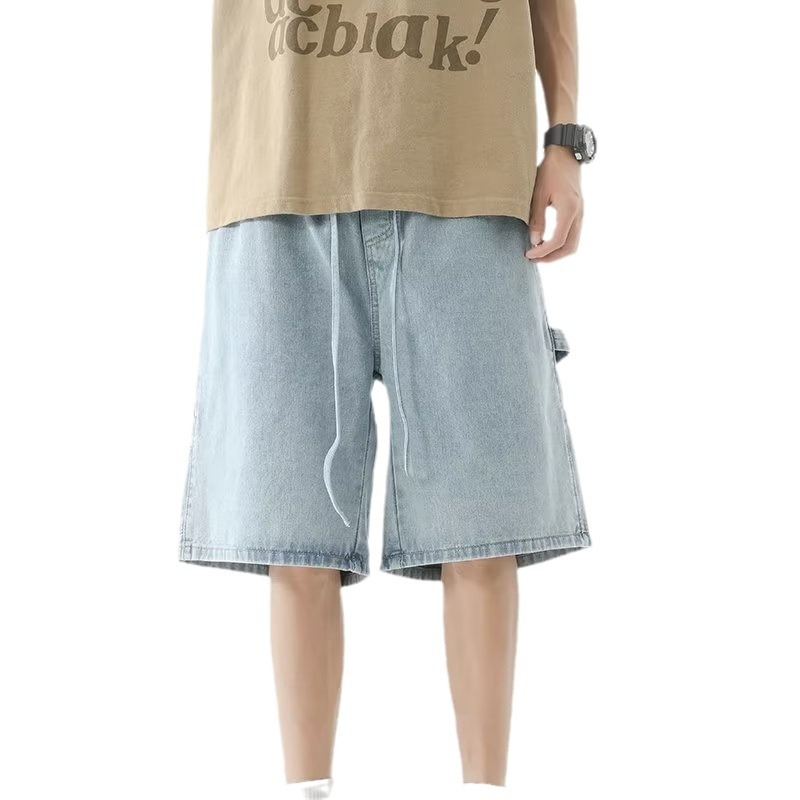 Muške traper šorceve, slobodan kroj, petominutna duljina, poliester, korejski stil