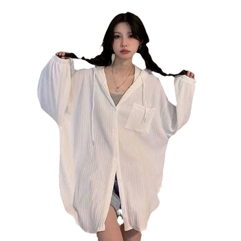 Ženski kardigan s kapuljom, UV zaštita UPF50+, srednja duljina, slobodan kroj, od poliestera, tanak materijal