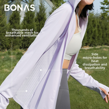 Sieviešu UV aizsardzības krekls UPF50+, elpojošs, ultra viegls, ar kapuci, poliesters