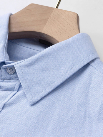 Cămașă în stil cardigan, mâneci lungi, guler, buzunar, bumbac 96%+