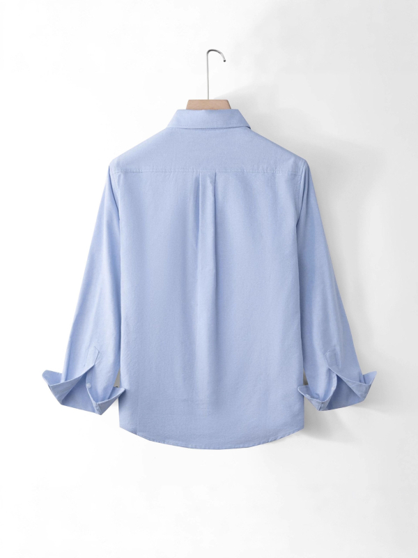 Cămașă în stil cardigan, mâneci lungi, guler, buzunar, bumbac 96%+