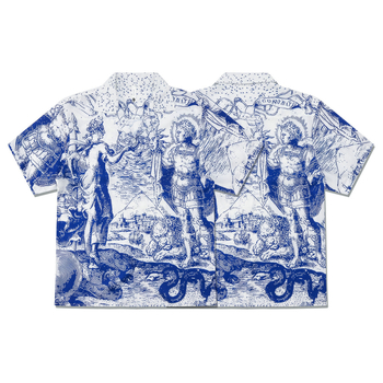 Cămașă cu imprimeu Zeul Soarelui — stil retro, mânecă scurtă, guler rever, croială lejeră