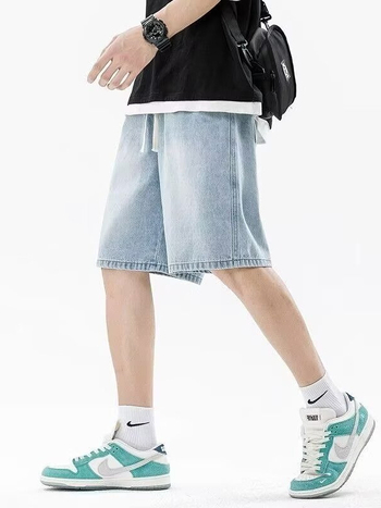 Muške pamucne šorceve s ravnim krojem i vezicama u struku – ljeto, ležerni stil