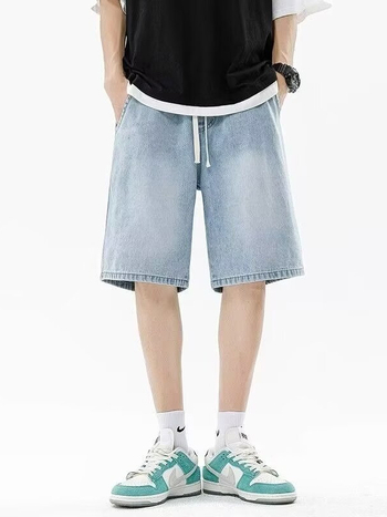 Muške pamucne šorceve s ravnim krojem i vezicama u struku – ljeto, ležerni stil