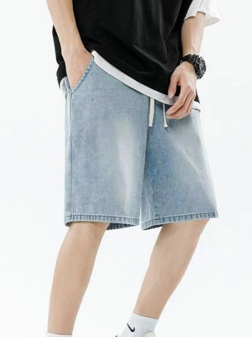 Muške pamucne šorceve s ravnim krojem i vezicama u struku – ljeto, ležerni stil