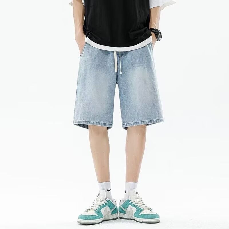 Muške pamucne šorceve s ravnim krojem i vezicama u struku – ljeto, ležerni stil