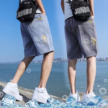 Muške traper šorceve za ljeto, ravni kroj, pamuk, korejski stil