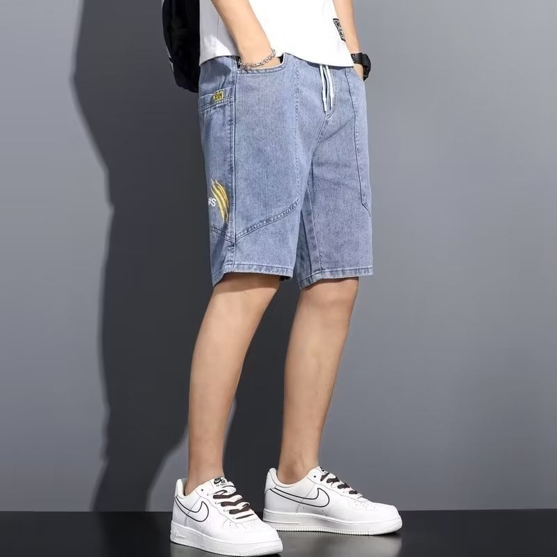 Muške traper šorceve za ljeto, ravni kroj, pamuk, korejski stil