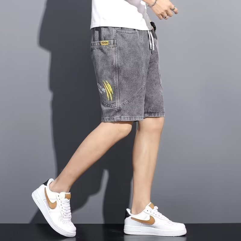 Muške traper šorceve za ljeto, ravni kroj, pamuk, korejski stil