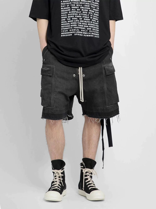 Unisex traper kratke hlače s šavom Cat Whiskers, High Street stil, više džepova, pamuk denim, ravni kroj, ljeto 2024
