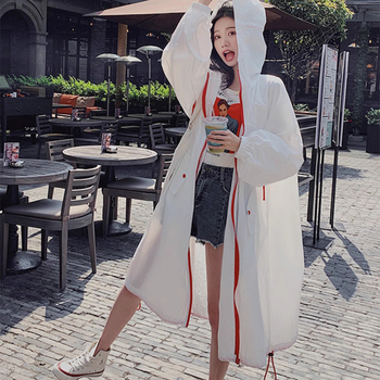 Ženski dugi, lagani kardigan za sunčevu zaštitu s zatvaračem; slobodan kroj do koljena; materijal viskoza/ledeno svila; UPF40+; proljeće 2025; jednobojan; japansko-korejski opušten stil.