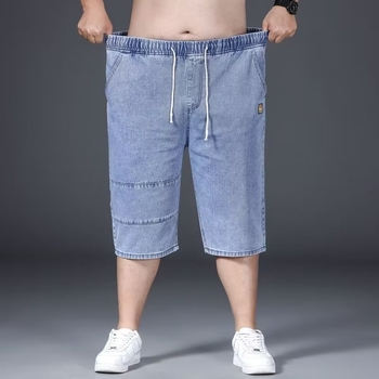 Muške cropped traper šorc, korejski stil, niski struk, ravni kroj, ručno crtani detalji, oprano