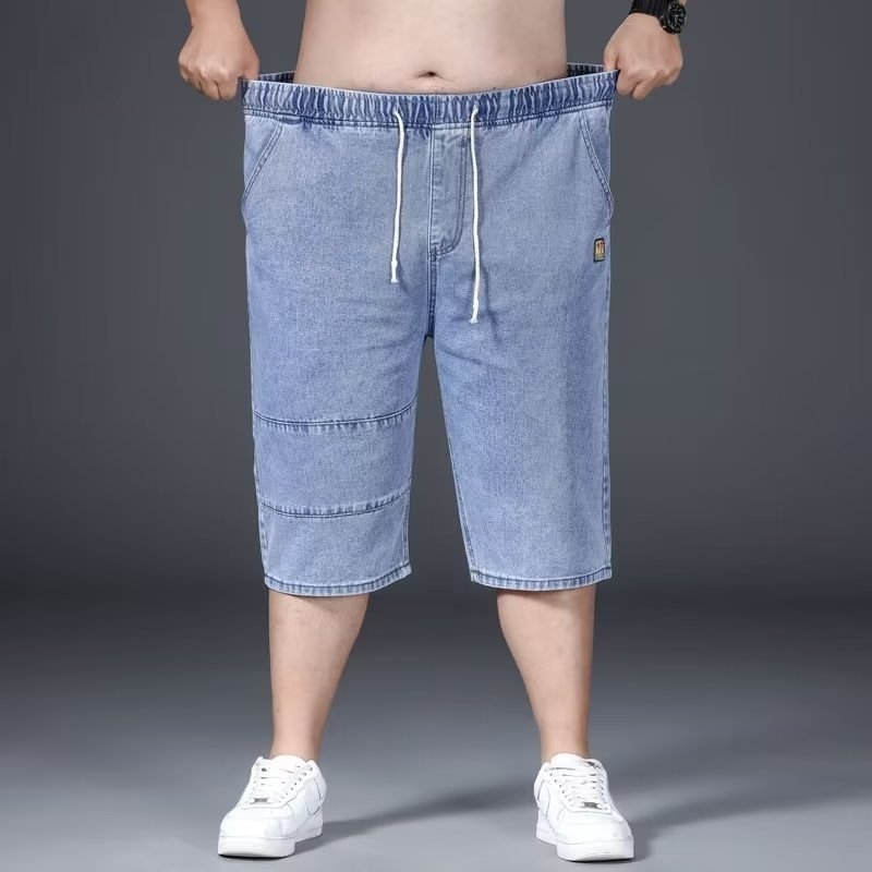 Muške cropped traper šorc, korejski stil, niski struk, ravni kroj, ručno crtani detalji, oprano