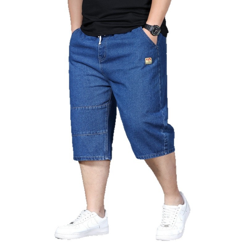 Muške cropped traper šorc, korejski stil, niski struk, ravni kroj, ručno crtani detalji, oprano
