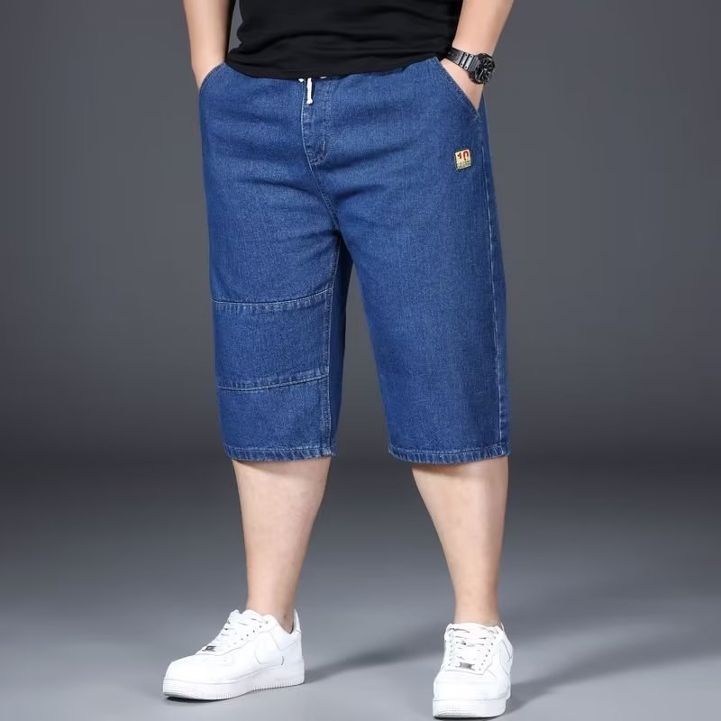 Muške cropped traper šorc, korejski stil, niski struk, ravni kroj, ručno crtani detalji, oprano