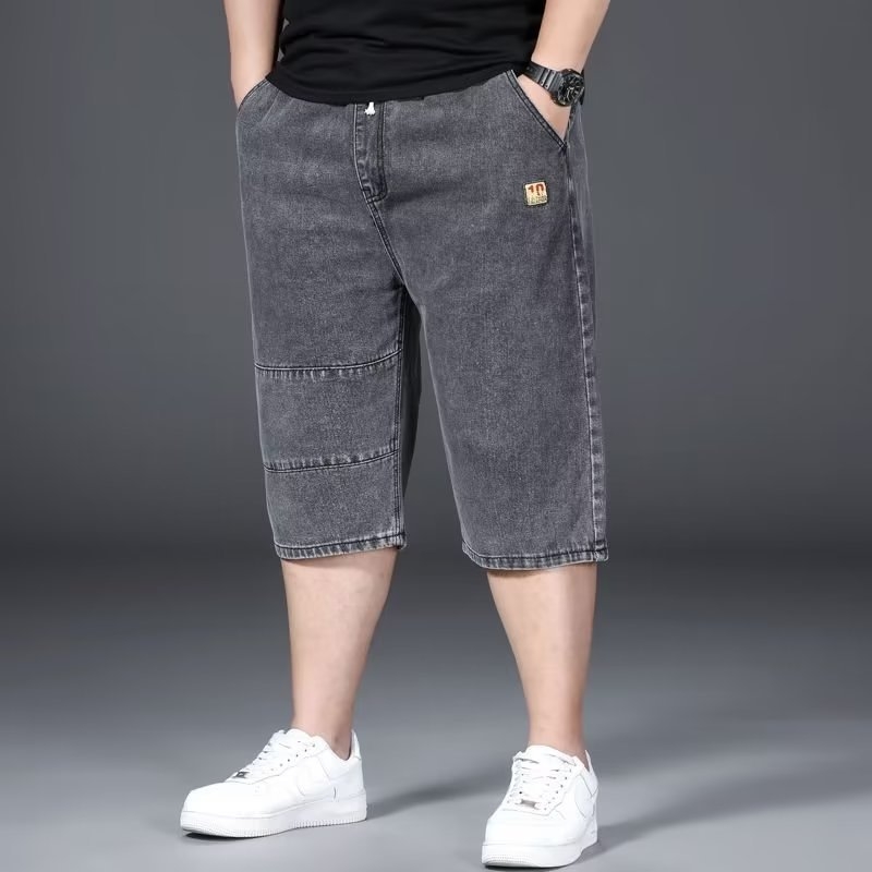 Muške cropped traper šorc, korejski stil, niski struk, ravni kroj, ručno crtani detalji, oprano