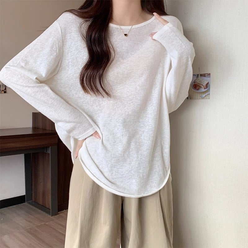 Ženski top s dugim rukavima za zaštitu od sunca, široki kroj, lagani poliester, UPF30+, pulover stil