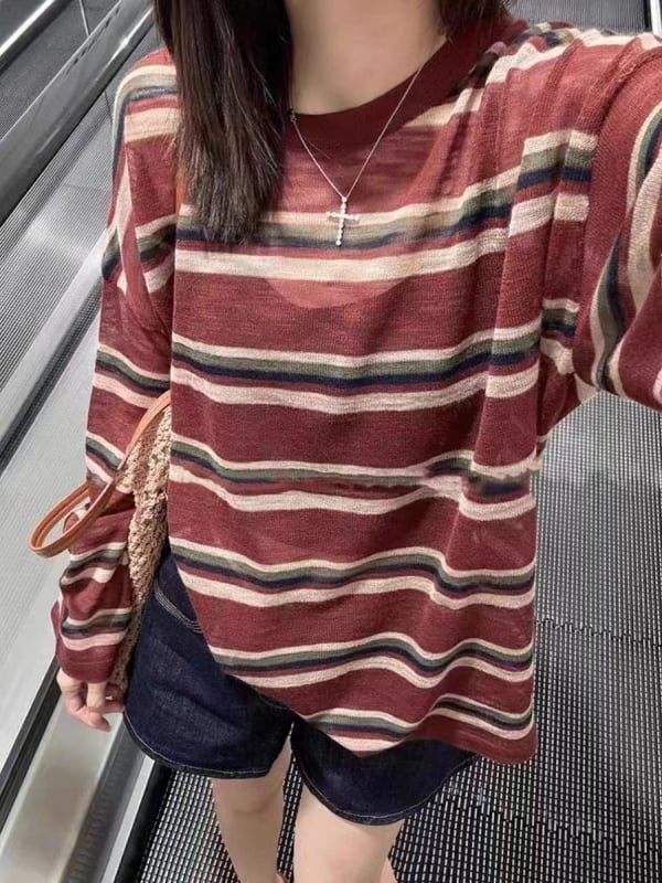 Ženska bluza s okruglim izrezom, dugi rukav, ležeran kroj, ultra-tanka tkanina, lan s visokim twistom