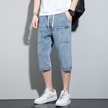 Traperice s više džepova, srednji pojas, ravni kroj, oprani poliester denim, casual muške traperice