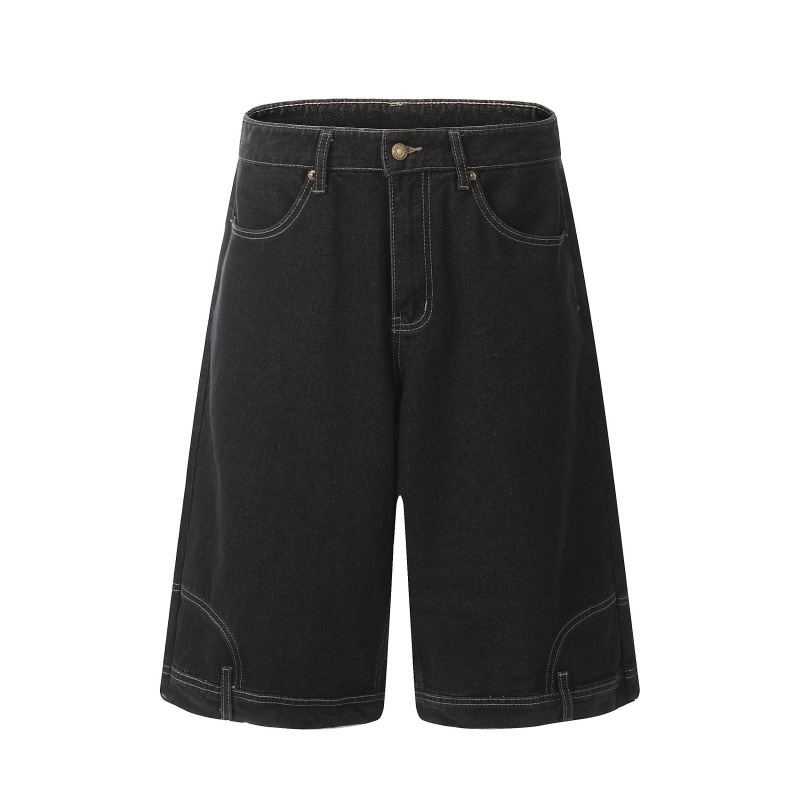 Denim šorts s opuštenom ravnom krojem, srednja duljina, ljetni stil