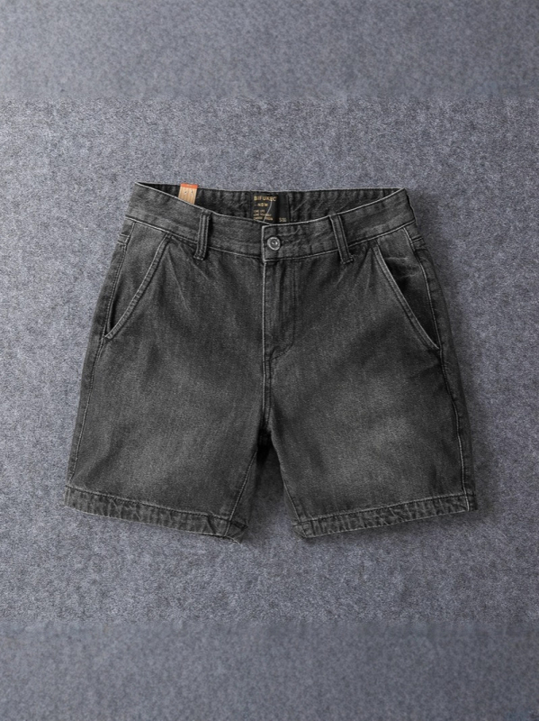 Muške traper šorceve, vintage stil, oprane, ravni kroj, pamuk 85%