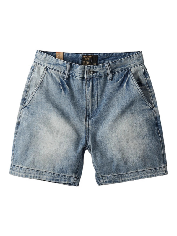 Muške traper šorceve, vintage stil, oprane, ravni kroj, pamuk 85%