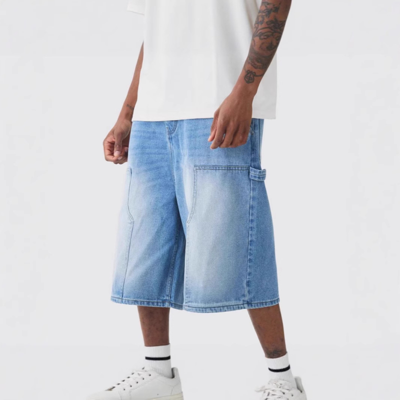 Muške traper šorceve, ležerno ravni kroj, srednje duljine, 90% pamuk, Ljeto 2025