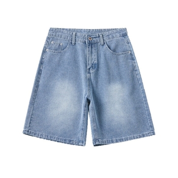 Muške traper šorc – labav ravni kroj, retro uzorak zvjezdano nebo, ljeto 2025 izdanje, mješavina pamuka 52%, poliester 27.8%, regenerirana celuloza 20.2%