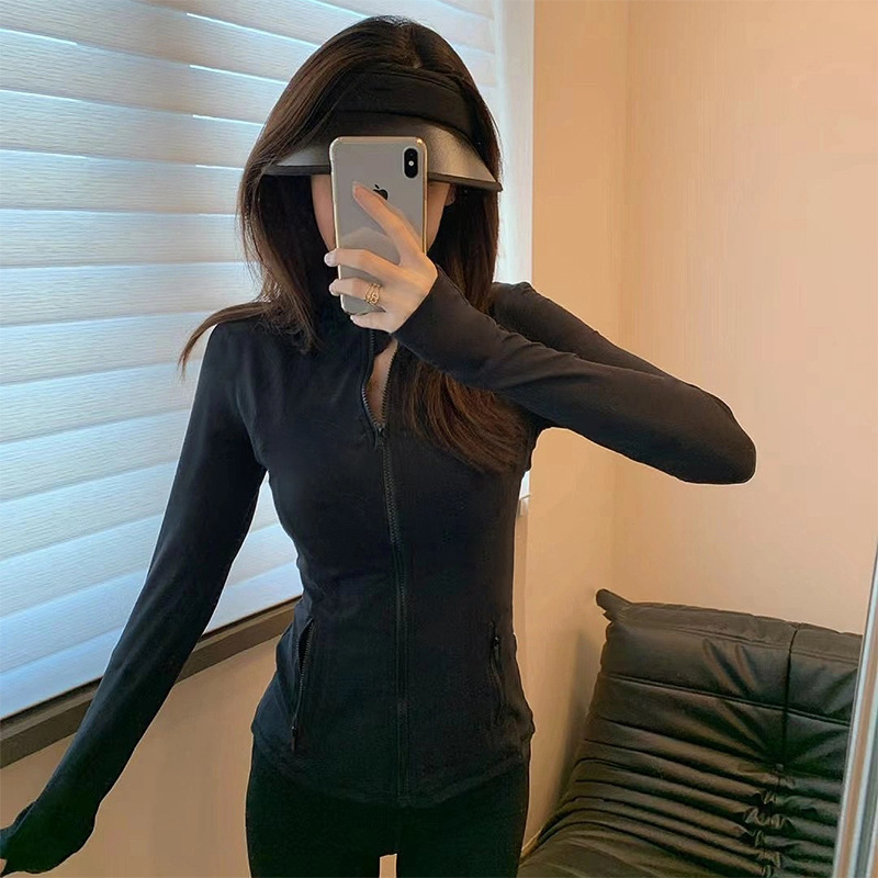 Ženski UV-zaštitni sportski kardigan top, Slim-Fit, dugi rukavi, prozračan brzo se suši, najlon-spandeks smjesa