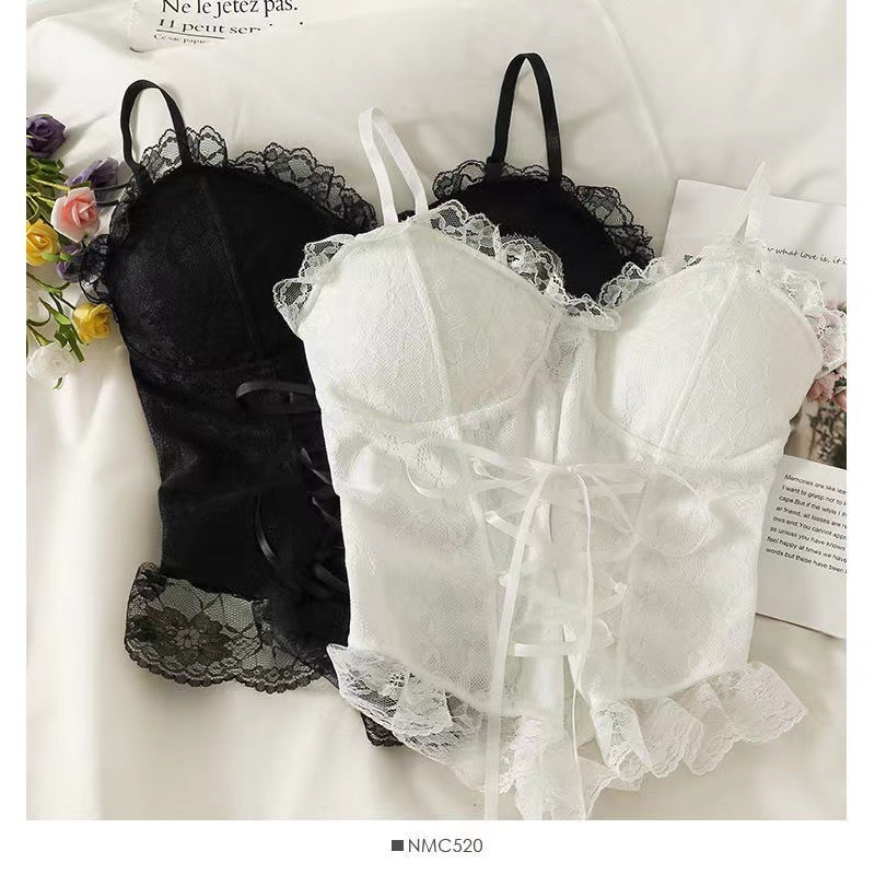 Ženski mrežasti cami top s patchwork volanima, bez ramena, otvorena leđa, uska silueta