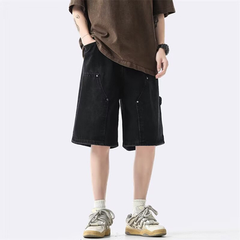 Muške traper šorceve, oprani retro stil, ravni kroj, lagani za ljeto