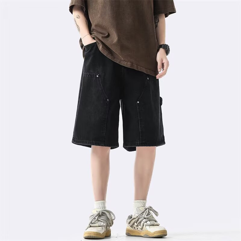Muške traper šorceve, oprani retro stil, ravni kroj, lagani za ljeto