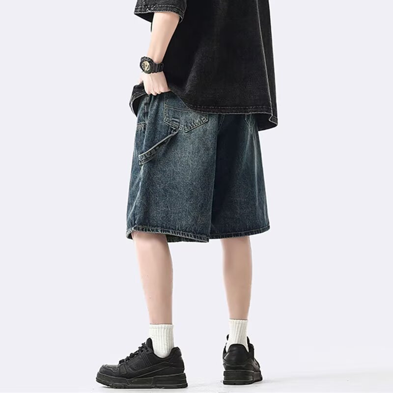 Muške traper šorceve, oprani retro stil, ravni kroj, lagani za ljeto