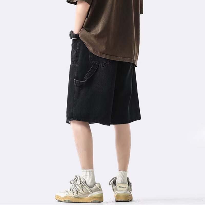 Muške traper šorceve, oprani retro stil, ravni kroj, lagani za ljeto