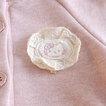 Детски плетен кардиган жакет, кръгло деколте, дълги ръкави, дантелен кант по подгъва, есен 2025