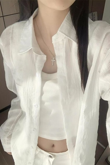 Ženska lagana bluza Vinylon, šal-stil, UPF 30+ zaštita od sunca, proljeće 2025, Harajuku japansko-korejski ležerni stil, kopčanje s kopčama