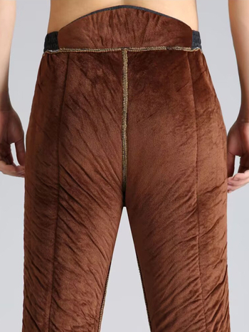 Мъжки зимни панталони с права кройка, подплатени с флис, пълнеж коприна-памук, изкуствена кожа като материя и подплата, подходящи за работа, Пролет 2025